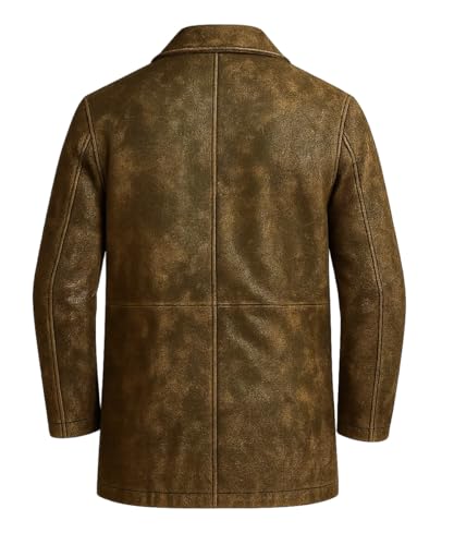 Men's Distressed Vintage Supernatural Style Brown Trench Leather Coat - Classic Handmade Trench Leather Jacket for Men3