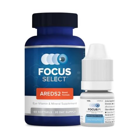 Focus Vision Supplements - Focus PI Post-Injection Eye Drops (10ml Bottle) & Focus Select AREDS2 Based Eye Vitamins (30-Day Supply) – Support Macular Health, Eye Vision Supplement Cover