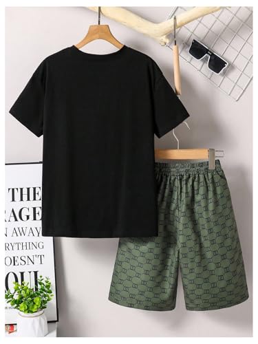 Image of COZYEASE Boys' 2 Piece Outfits Summer Shorts Sleeve Graphic T Shirts and Shorts Sets Vacation Beach Clothes