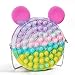 Yiran - Borsa Push Pop con bolle, Pop it, per bambini e adulti, in silicone, a tracolla, borsa Messenger, Modello: orso/dolcetto Macaron, Stile arcobaleno, giocattolo sensoriale, antistress e calmante