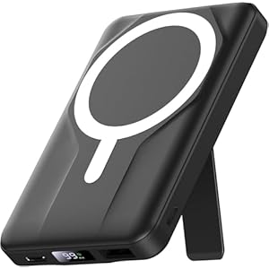 Azmuth Wireless Portable Charger with Stand, Slim 10000mAh Magnetic Power Bank for Magsafe, 22.5W Fast Charging Battery Pack Compatible with iPhone 17/16/15/14/13/12 Series