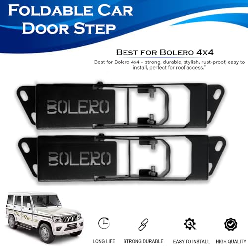 Image of Foldable Car Door Step for Mahindra Bolero 4x4 - Heavy Duty Rust-Proof Roof Access Pedal, Strong & Durable