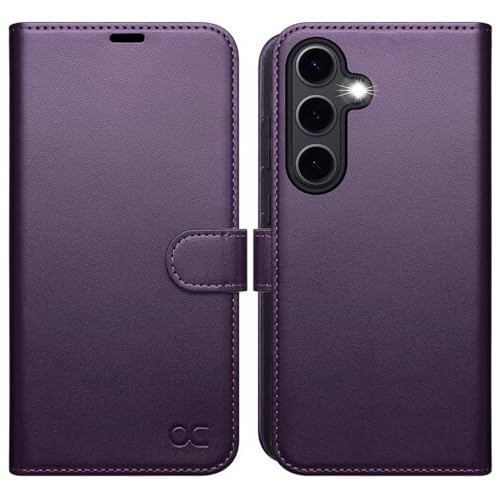 OCASE for Samsung Galaxy S24 FE Case, Premium PU Leather Wallet Phone Case with [RFID Blocking][Card Holder][Shockproof TPU Inner Shell] Flip Cover for Galaxy S24fe 5G 2024, Dark Purple