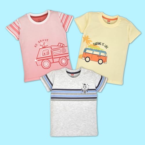 Image of LuvLap Baby Boys Regular Fit 100% Cotton Half Sleeves Boys T-Shirts and & Shorts Set Pack of 3