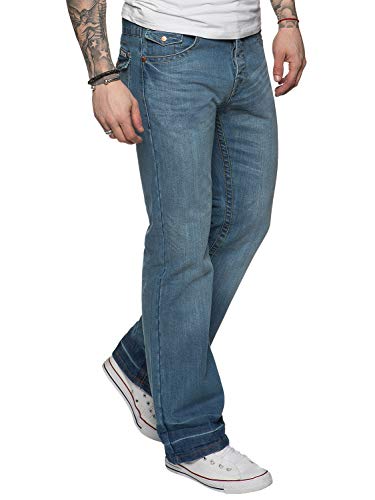 Mens Designer Basic Bootcut Flared Wide Leg Blue Denim Jeans - Range of Waist3