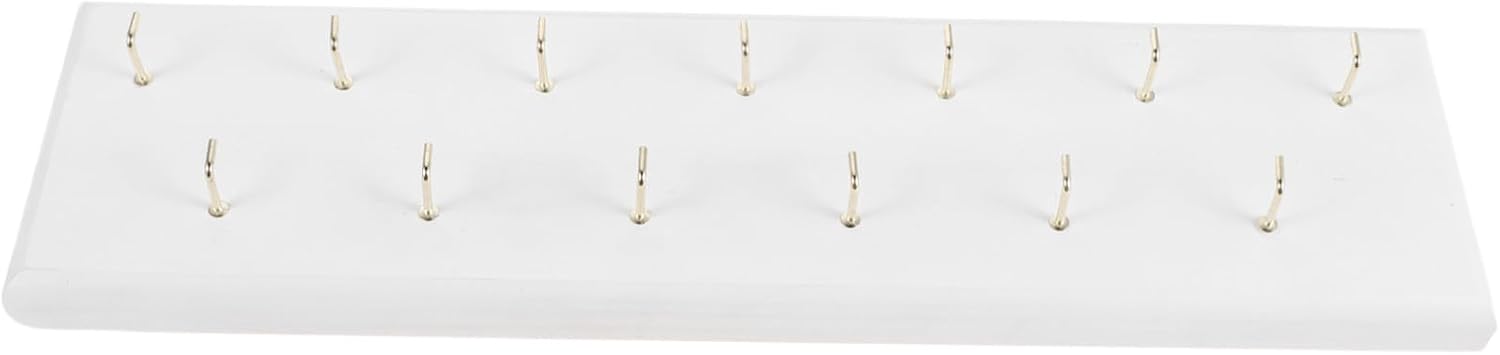Abaodam Wall-Mounted Wooden Belt Rack and Key Holder with 13 Hooks, White Wood Key Organizer for Entryway Storage and Closet Accessory Organization
