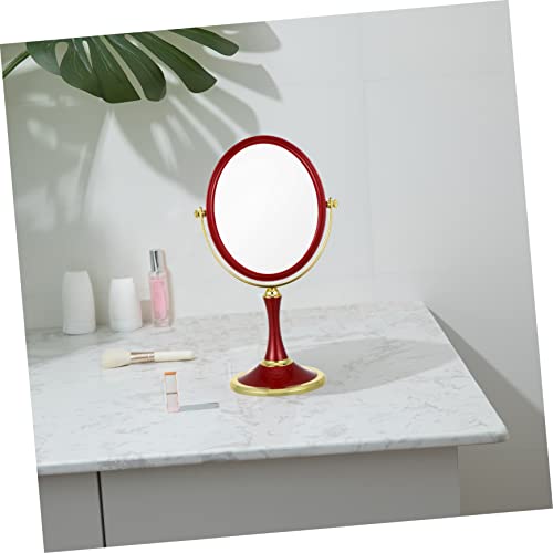 Espejo de maquillaje doble cara giratorio para mesa miniatura 7