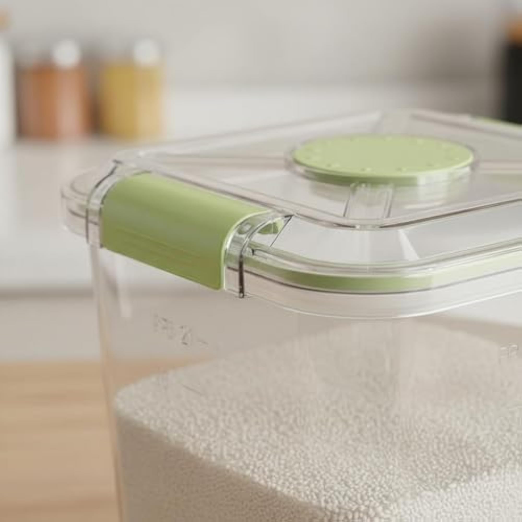 Rolling Rice Dispenser Bin with Wheels for Kitchen Storage
