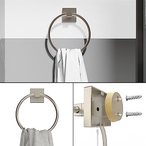 Ruacq Brushed Nickel Toilet Paper Holder Towel Ring Bathroom Accessories Hardware Set Double Post Pivoting Toilet Roll Holder Square Stainless Steel and Zinc Alloy Modern Wall Mounted 2 Pieces by Ruacq - Image 5