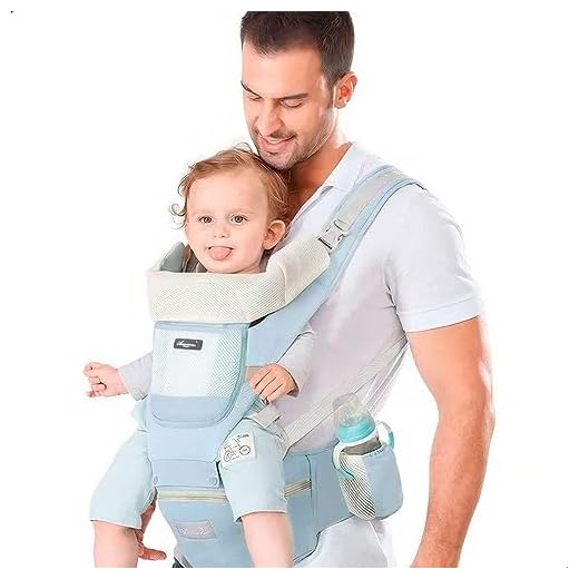 Bolsa Canguru Ergonômico Bebê Mãe Premium 12 Posições 3 Em 1 cor Azul