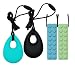 Maberry Sensory Chew Necklace for Boys Girls Adults, 2 Pack Silicone Chewy Pendant Jewelry for Autism, ADHD, Baby Nursing or Special Needs Kids, Reduce Chewing Biting Fidgeting for Chewer