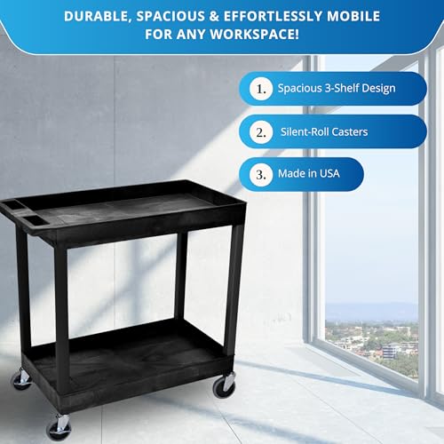 FSE 373-EC11-B 32" x 18" Tub Cart - Two Shelves - Thumbnail 7