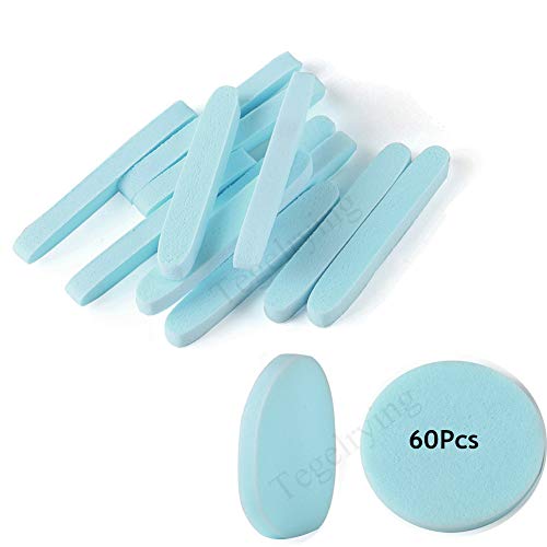 Facial Sponge Compressed,60 Pcs PVA Professional Makeup Removal Wash Round Face Sponges Spa Pads Exfoliating Cleansing for Women,Blue