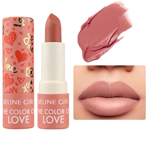 Matte Nude Lipstick, Long Lasting Pink Red Lipcolor, Waterproof Natural Moisturizing High Pigmented Smooth Velvet Texture Lip Stick(#01)