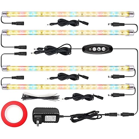 CXhome Plant Grow Light T5 Cabinet Lights ＆Full Spectrum 3500K 6500K＆Red LED 4 Strips with Auto Cycle Timer 3/6/12Hours Dual Channel 4 Brightness Closet Lights Growing Lamp for Indoor Plants Cover