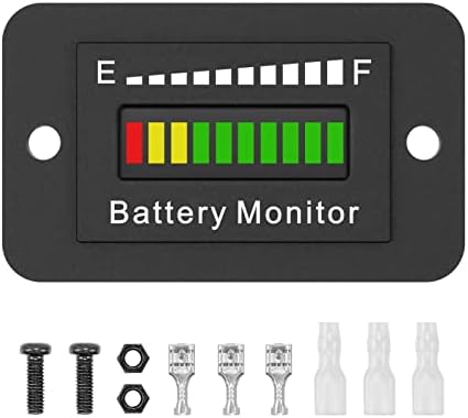 12V 24V 36V 48V 60V 72V Battery Meter, LED Battery Voltage Display Golf Cart Battery Capacity Indicator Waterproof Battery Monitor Lithium Battery Acid Battery Gauge Meter for Most Cars