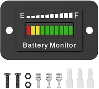 12V 24V 36V 48V 60V 72V Battery Meter, LED Battery Voltage Display Golf Cart Battery Capacity Indicator Waterproof Battery Monitor Lithium Battery Acid Battery Gauge Meter for Most Cars