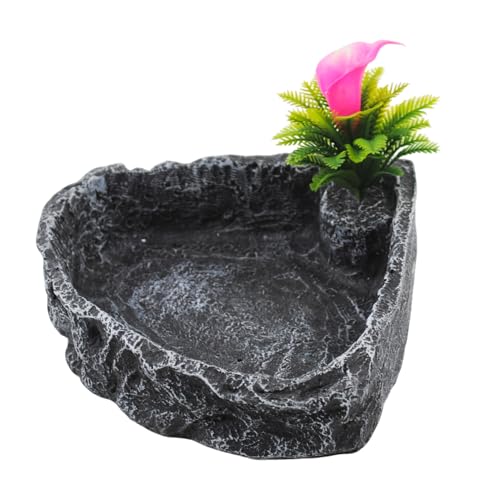 MUYG Reptile Water Dish Food Bowl Corner Rock Terrarium Feeding Bowl Hermit Crab Water Reptile Feeder Food and Water Dish Tortoise Lizard Gecko Chameleon Bearded Dragon