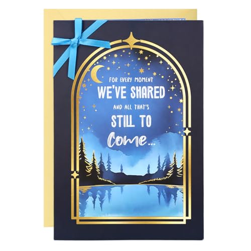 DISJOURNEY Carte d'anniversaire romantique – 19,8 x 13,7 cm – Carte d'anniversaire en feuille d'or et ruban pour mari, épouse, petit ami, petite amie – You Are My Everything