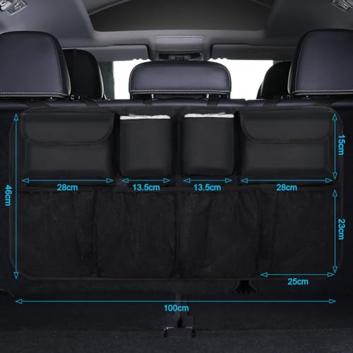 URAQT Kofferraum Organizer Auto, 100x45 cm Auto Aufbewahrungstasche, Kofferraumtasche, Wasserdichten Taschen mit Starkes elastisches, Zauberstabstruktur für SUV, Schwarz