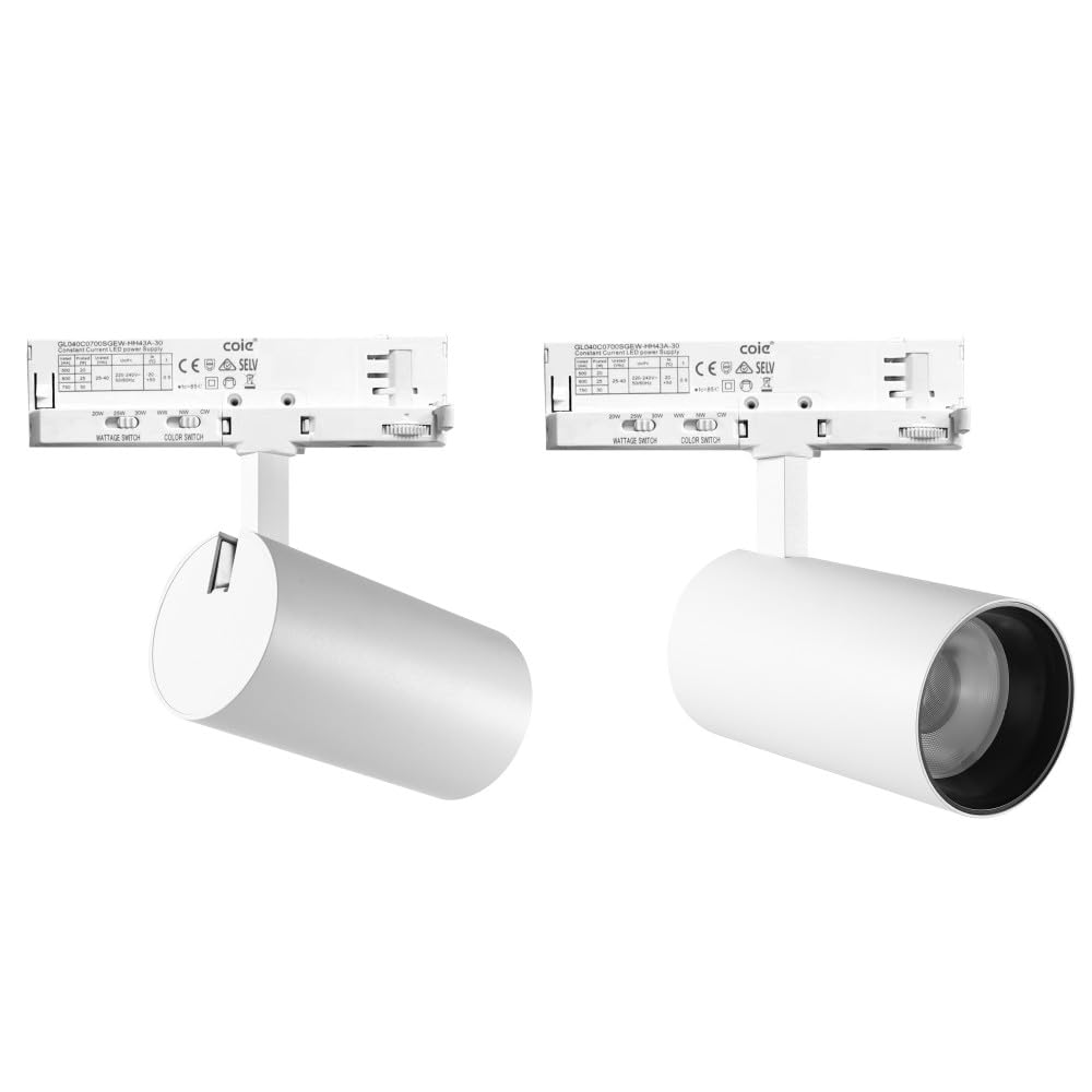 Foco de Carril LED Trifásico Potencia_Temperatura de Color Regulables 20_25_30W 6000_4000_3000K Blanco [ATL080030-T] | Greenice