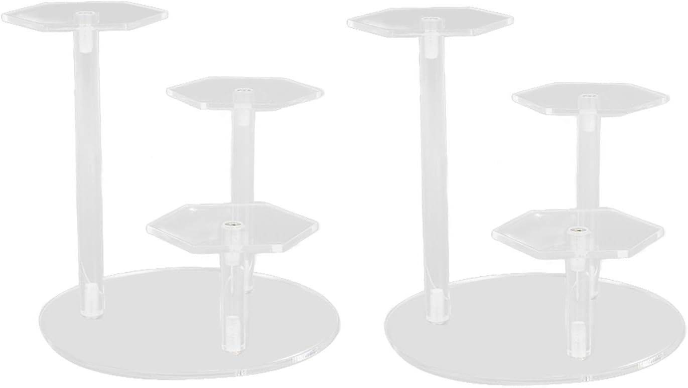 Semme 2PCS Acrylic Display Stand 3 Tier for Jewelry Collection Action Figures and Home Decor Easy Assembly Storage