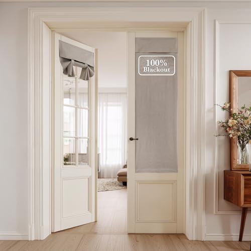NICETOWN Taupe 100% Blackout Linen French Front Door Curtain for Window