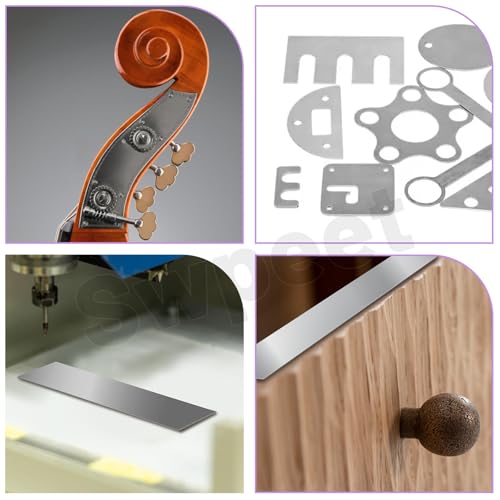 Swpeet 10pcs 304 Edelstahl Shim Stock Kit, 1 \(Breite) × 6 \(Länge) × 0,00078 \(Dicke) Metall Shim Stock Streifen Dünne Metall Shims Blatt für Gap Filler Streifen Handwerk Herstellung