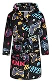 E.W Apparel Boys Fleece Robe Girls Hooded Bathrobe for Kids (Gamer,13-14 Years)