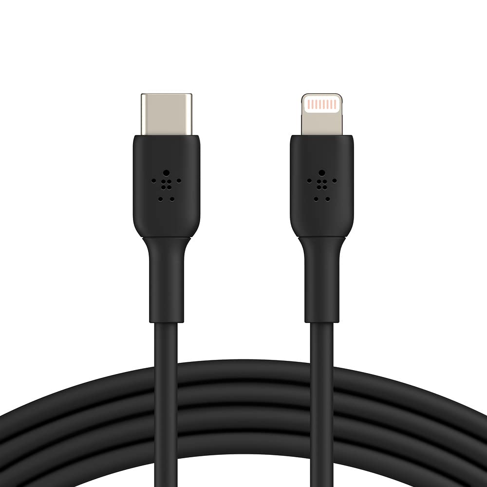 Belkin USB-C to Lightning Cable - 2m MFi-Certified Fast Charging Cable for iPhone 14, 13, 12 or Earlier (Black)