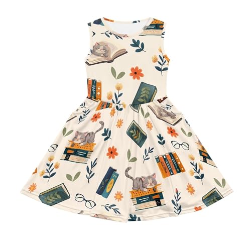 Girls Sleeveless Tank Dress Crew Neck Swing Summer Waisted A-Line Dresses