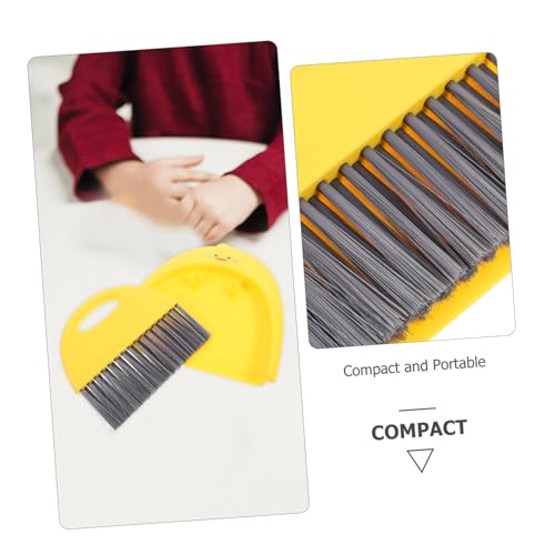 Warmhm Mini Kehrschaufel und Besen Set Klein Kompakt Detailreiche Reinigung für Haushalt Auto Büro Haustier Geeignet Robust Gelb – Bild 6