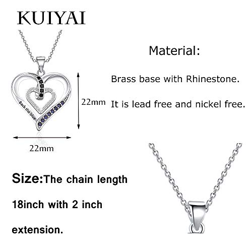 KUIYAI Back The Blue Necklace Police Wife Mom Gift Thin Blue Line Necklace Deputy Wife Jewelry Support Law Enforcement Gift2