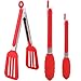 Pinzas de Cocina，3 Pcs Pinzas de silicona Pinzas para barbacoa Pinzas para parrilla de acero inoxidable，para Barbacoa, cocinar, Asar, Ensalada (red)