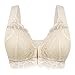 Produktbild Deloito Damen Einstellbarer Sport BH Frontverschluss Extra Elastische Nahtlose Weste Atmungsaktiv Spitze Bralette Schönheit Zurück Büstenhalter Große Unterwäsche (Beige-B,85B)