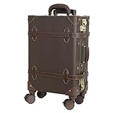 [モアエルグ] スーツケース キャリーケース キャリーバッグ Sサイズ 機内持ち込み 軽量 ストッパー付き 修学旅行 1泊 2泊 かわいい トランクケース 高校生 TSA (S, ダークブラウン) [71-55071-44]