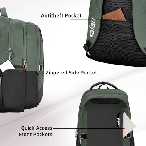 Image of Safari 35L Formal Laptop Backpack with Raincover, 3 Compartments, Front Pocket, Smart Trolley Sleeve, Office Bag, College Backpack, Travel Bag, School Bag