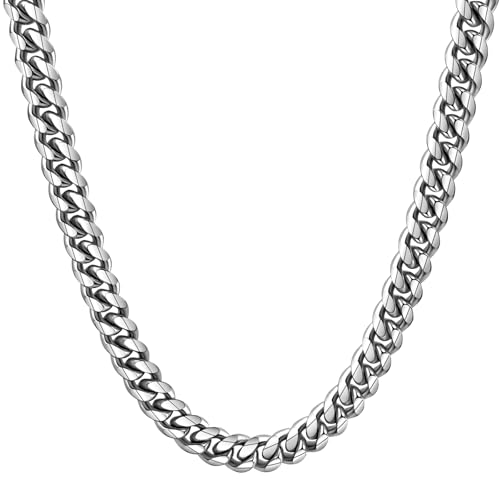 Hip Hop Cuban Chain Stainless Steel Neck Chains for Men Curb Necklace Jewelry Gift 8MM 18 inches