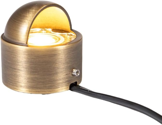 VOLT 12V 1W 2700K Warm White IP67 Watertight 116 Lumen Solid Brass BuddyPro LED Puck Light (Beacon Top) for Deck, Step or Hardscape Outdoor Lighting