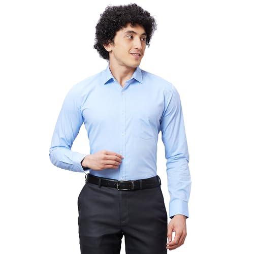Image of Park Avenue Men's Slim Fit Pure Cotton Solid Pattern Semi Cutaway Collar Full Sleeve Formal Shirt