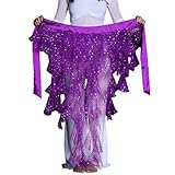 Women's Mesh Waving Cut Triangle Skirt with Tassel Belt for Belly Dance Practice and Waist Chain Suit Wear