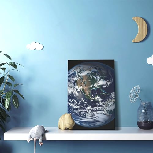 Toile murale marbre bleu encadrée grand format pour salon moderne