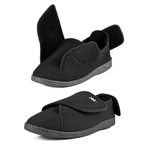 EUROPEAN SOFTEST Women's Wide, Extra Wide Diabetic Slipper with Adjustable Closure