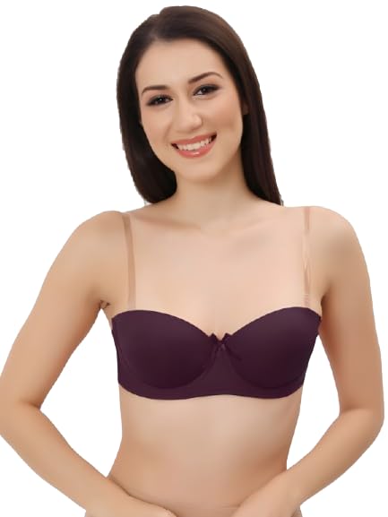 eye of panther Women’s Strapless Push-Up Padded Bra with Transparent Straps, Seamless Backless Multiway Bra, Invisible Support Lingerie for Party, Wedding, Deep Neck Dresses-picture-11