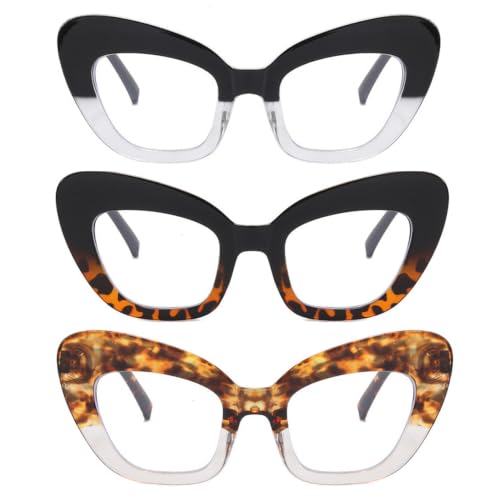 Image of 3 pack Blue Light Blocker Reading Glasses Cat eye Frame Readers Eyeglasses for Women