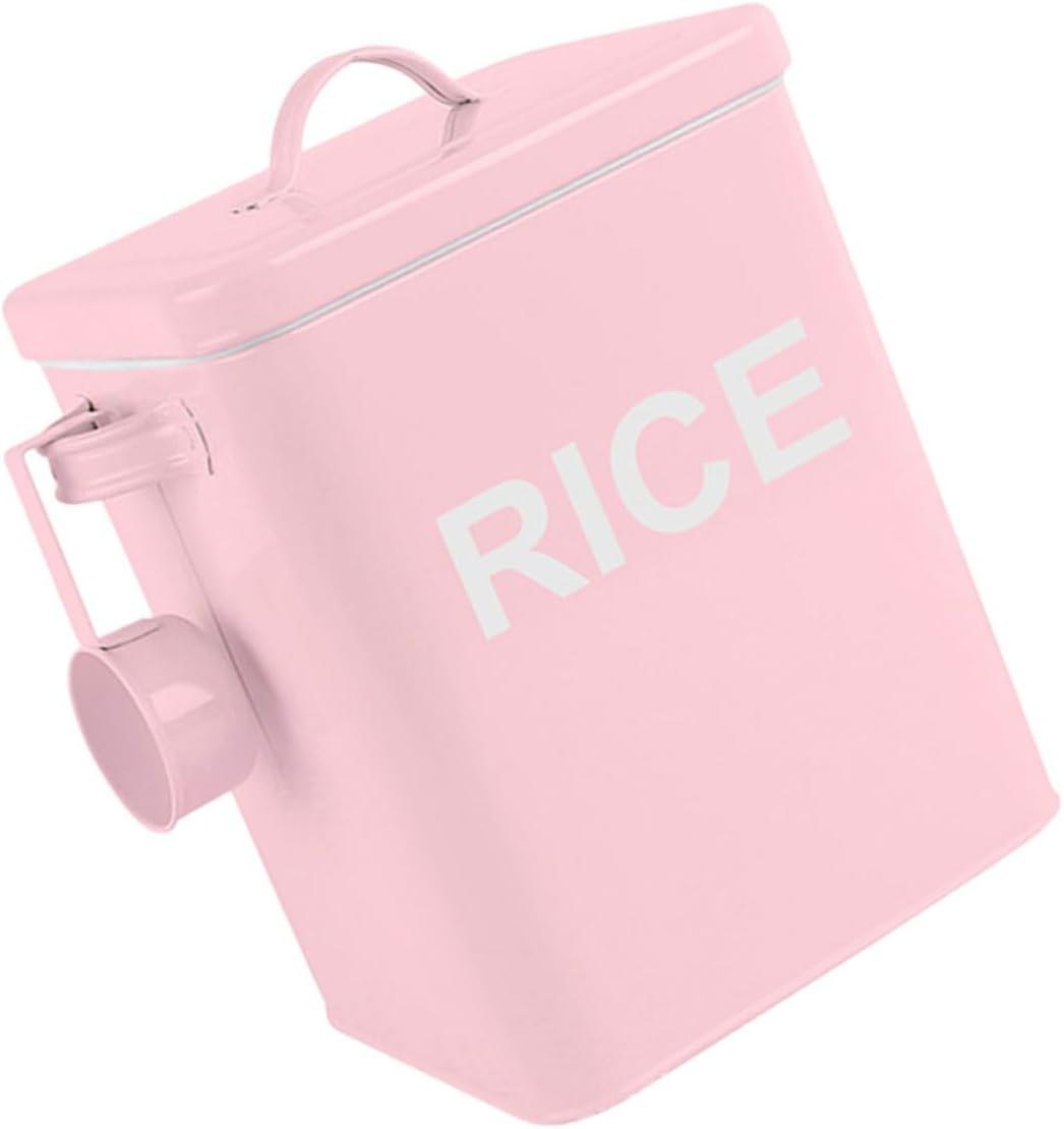 Pet Food Storage Container Iron Rice Bucket with Measuring Cup Large Capacity Sealed Grain Bin Moisture-proof for Cats and Dogs Household Food Storage