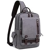 [Mygreen] ボディバッグ ワンショルダーバッグ 斜めがけ 15.6インチPC対応 大容量 帆布 撥水加工 メンズ (グレー/XL)