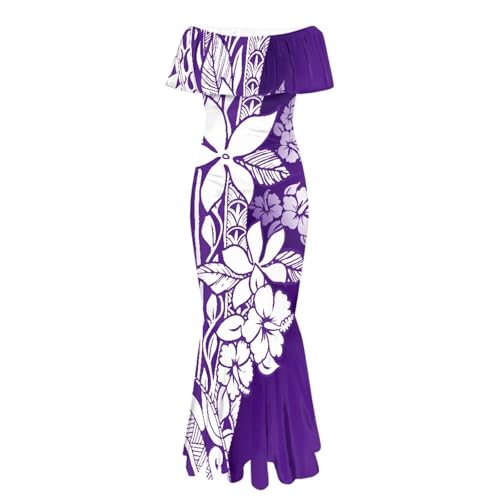 Image of Polynesian for Women S-7XL Off Shoulder Maxi Dress Hawaiian Summer Dresses