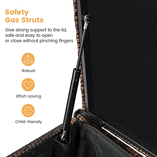 Giantex96gallonoutdoorstorageboxpewickerdeckboxwithlid4wheelswaterprooflineroutsiderattanstoragecontainerforpatiocushionsgardentoolsaccessoriesstorageboxmixbrown Urban Country Home Decor Giantex 96 gallon outdoor storage box pe wicker deck box with lid 4 wheels waterproof liner outside rattan storage container for patio cushions garden tools accessories storage box mix brown urban country home decor