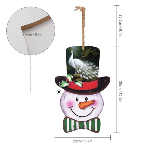 Panneau mural de Noël en bois paon blanc pour déco rustique